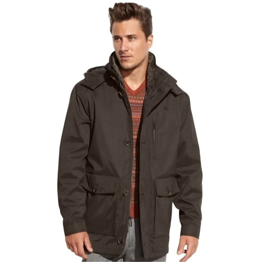 London Fog Brown Double Lined Overcoat Men Size Medium Gorpcore Cabincore Winter